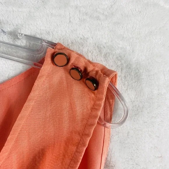 J. Crew 100% Silk Blouse Top Sz 8 Coral Pink Sleeveless Ruffles Coastal Accent - Picture 6 of 9